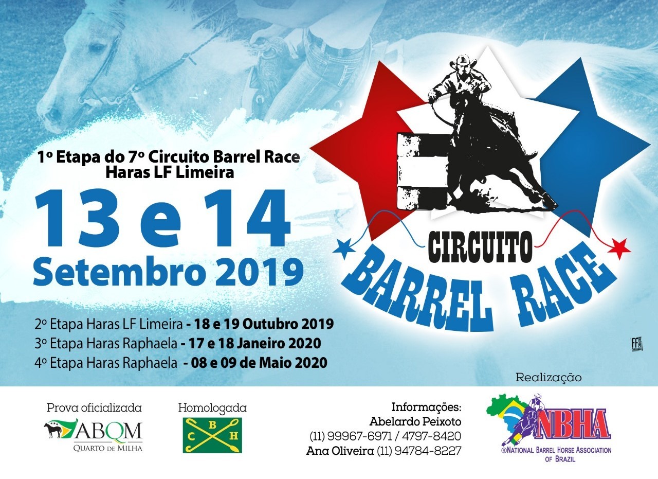 1ª ETAPA DO 7º CIRCUITO BARREL RACE COMEÇARÁ AMANHÃ ÀS 8H