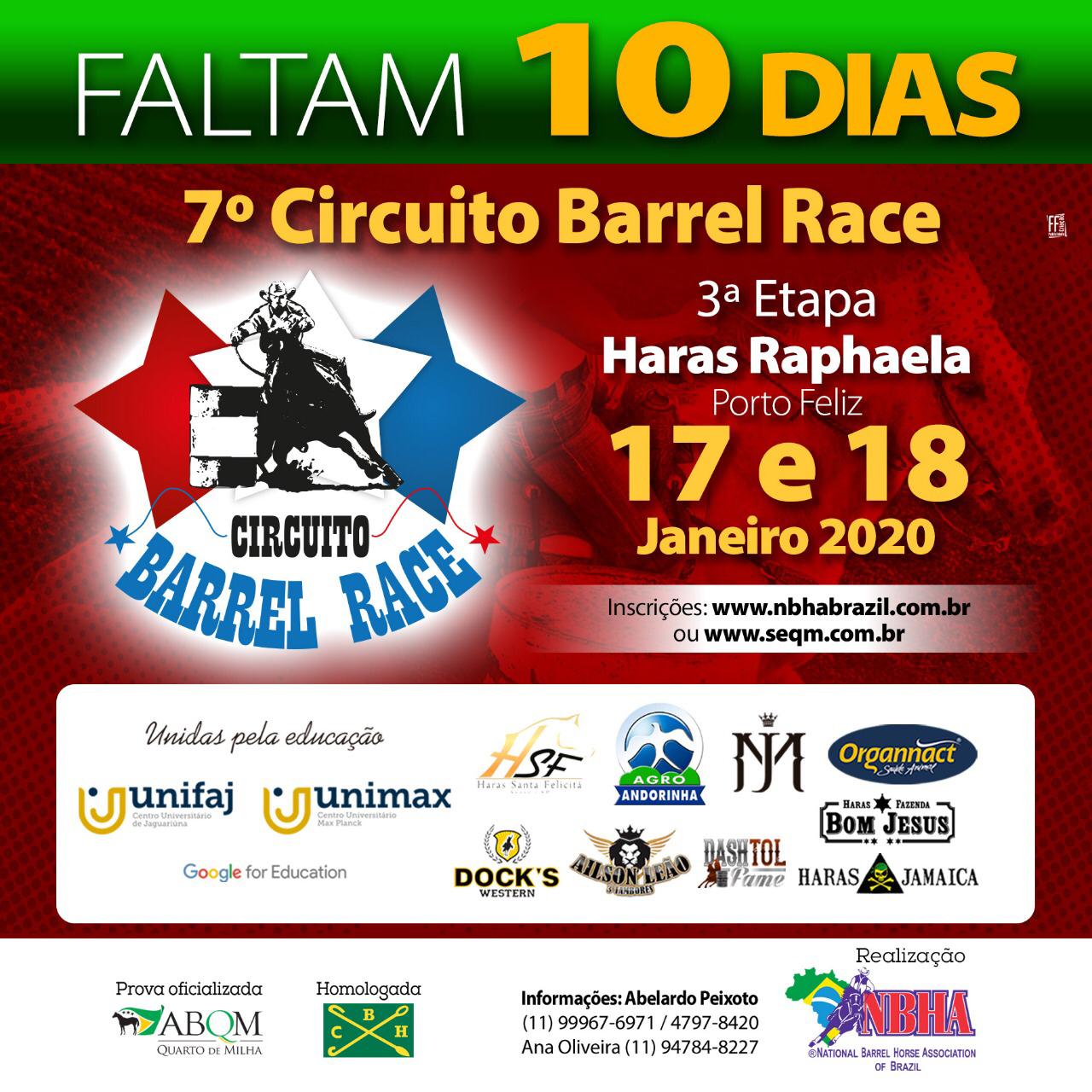 ESTAMOS COMEÇANDO A CONTAGEM PARA A 3ª ETAPA DO CIRCUITO BARREL RACE