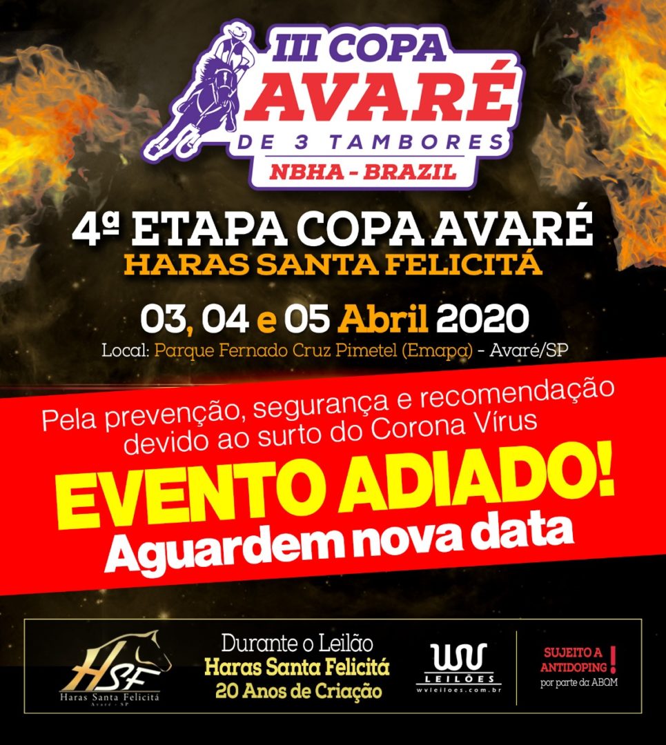 COMUNICADO IMPORTANTE ADIAMENTO DA 4ª ETAPA DA III COPA AVARÉ DE TAMBOR E BALIZA