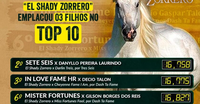 EL SHADY ZORRERO emplacou 3 filhos no TOP 10 – Congresso ABQM, Aberta JR