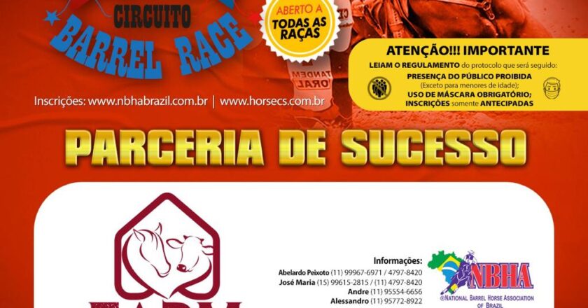 Já se encontram abertas as inscrições e reservas de baias para a 1ª Etapa do 9º Circuito Barrel Race – FARM CARE