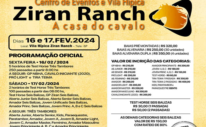 1ª PROVA NBHA VILA HÍPICA ZIRAN RANCH